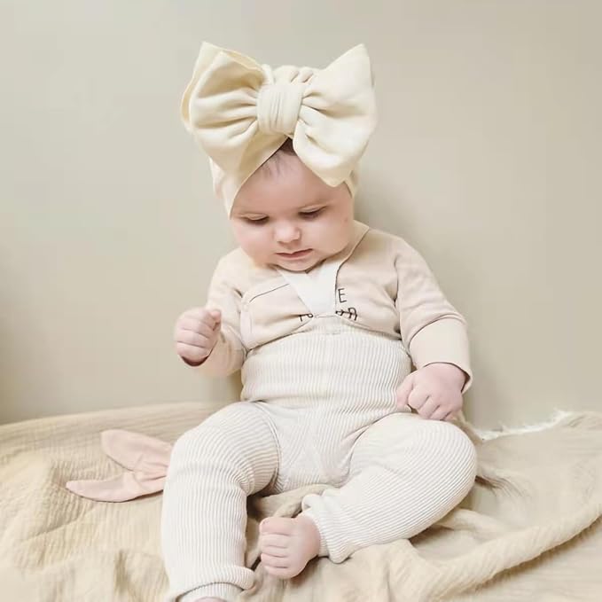 Baby Girls Hair Bow Turban Hat 6PCS Set, Top Bowknot Head Wrap Beanie India Caps - Image 7