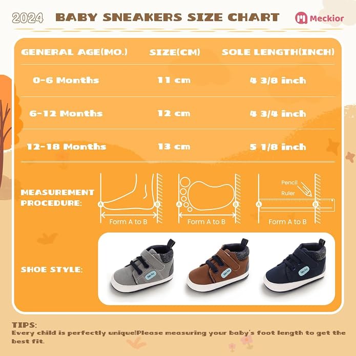 Meckior Toddler Baby Boys Girls High Tops Ankle Sneakers Soft Anti-Slip Sole PU - Image 6