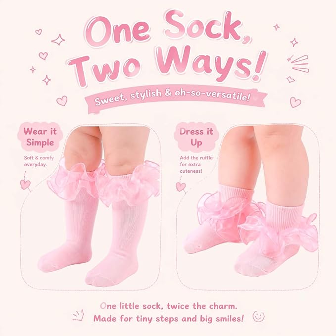 Baby Girl Ruffle Socks Cute Infant Lace Frilly Fancy Dress Socks - Image 3