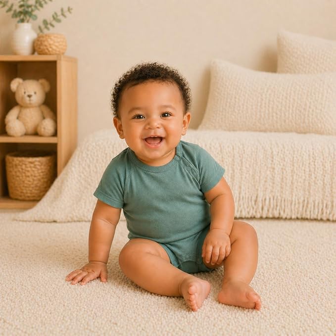 GUISBY Baby Romper 3-Pack Short Sleeve Rayon of Bamboo Bodysuit Set, 0-24M | - Image 3