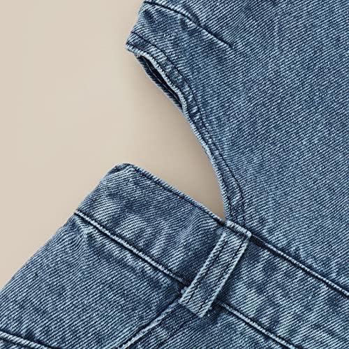 Baby Girl Denim Outfit Button Romper Jean Jumpsuit Shorts Overalls Toddler - Image 6