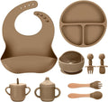 Silicone Baby Feeding Set 9 Pcs, Spill-Proof Suction Plate, Silicone spoon&forks by JELLDJKSiliconeBabyFeeding