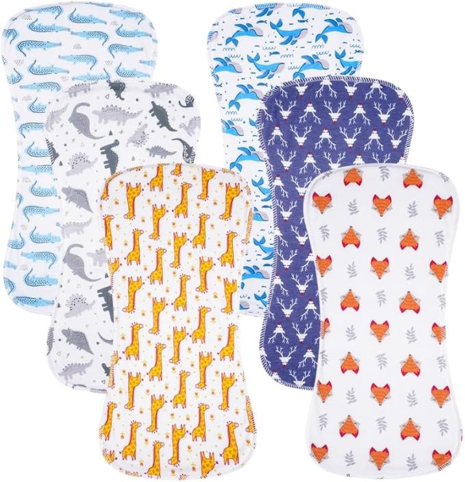 6 Pack Cotton Baby Burp Cloths Extra Absorbent Soft by Gelisite