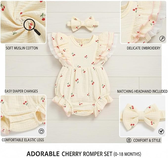 TITKKOP Ruffle Bubble Romper for Baby Girl | One-Piece Shorts Jumpsuit | Summer - Image 7