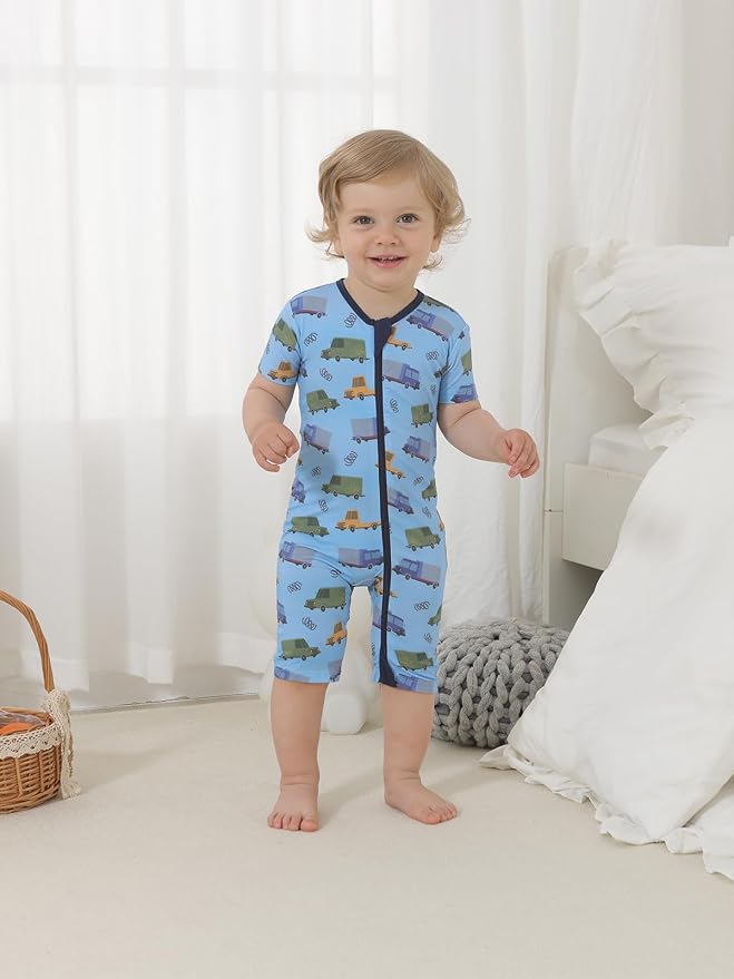 GUISBY Baby Rayon of Bamboo Short Sleeve Footless Zipper Romper 2 Pack | Soft - Image 4