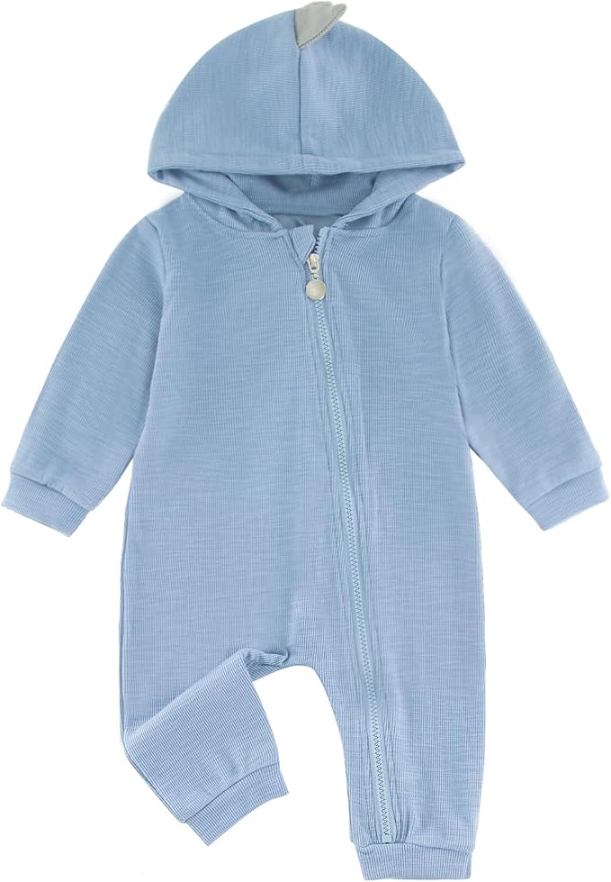 Baby Jumpsuit Hoodie Romper Zipper Long Sleeve One Piece Outfits Warm Clothes by GLEAMINGGRAIN