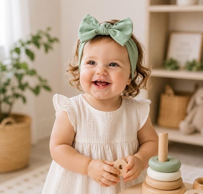 Baby Girl Headbands-Infant, Toddler Cotton Handmade Hairbands - Image 4