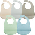 PandaEar 5 Pack Waterproof Silicone Baby Bibs| Super Thin Light Weight Feeding by PandaEar