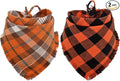 Fall Dog Bandana Autumn Thanksgiving Plaid Reversible Triangle Bibs Scarf by KZHAREEN