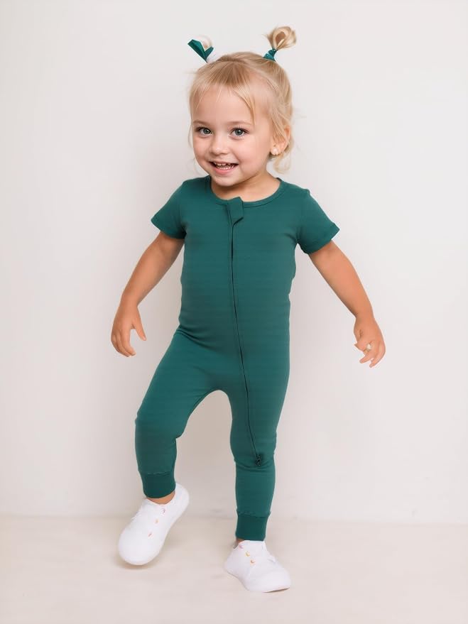 Aablexema Baby Short Sleeve Romper Bamboo Rayon Pajamas | Infant Summer Jumpsuit - Image 6