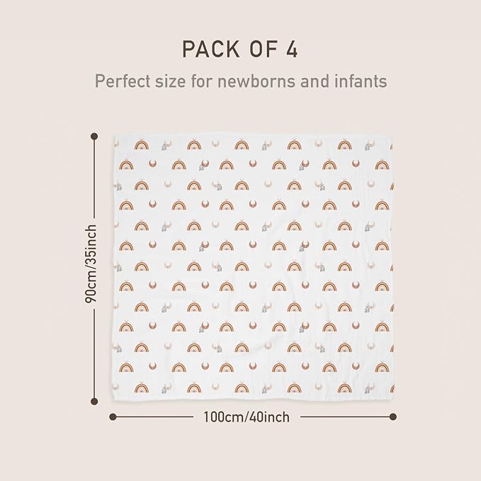 GLLQUEN BABY Muslin Swaddle Blankets 4Pk Receiving Blanket Large 35" x 40" | - Image 3