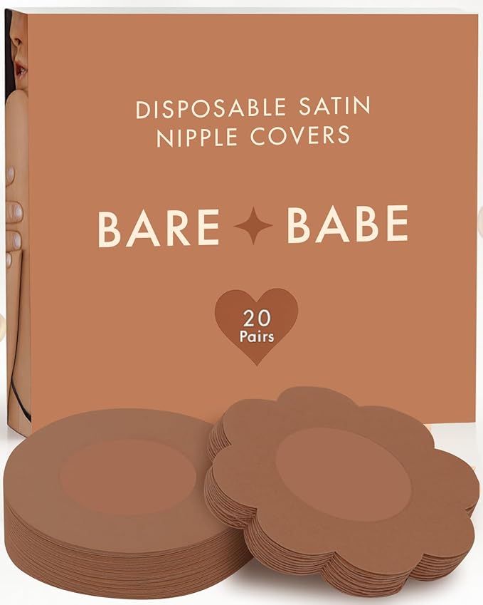 40 Pieces Satin Nipple Pasties - Hypoallergenic, Disposable, Adhesive Breast Pasties - Nude Nipple Covers No-Show
