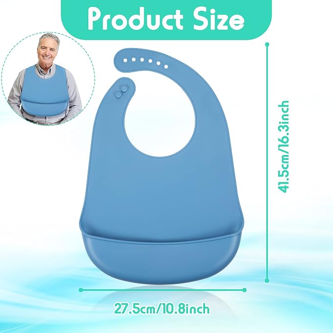 2 Pieces Adult Bibs Washable Silicone Adult Bibs - Image 2
