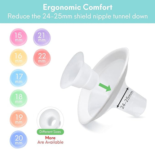 17mm Silicone Flange Inserts Compatible with Elvie Stride for Lansinoh for Medela for Spectra for eufy for Momcozy S9 S12 M5 M9 for Bellababy, Pump Parts Reduce 24-25mm elastic nipple to 17mm