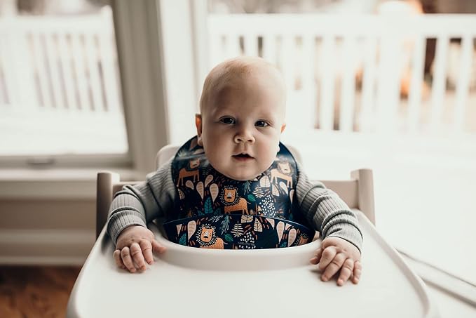 Three Little Tots Modern Silicone Baby Bib – Adjustable Fit Waterproof Catch - Image 4