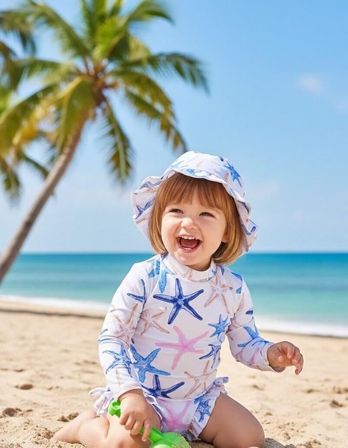 Renotemy Baby Swimsuit Girls One-Piece Swimwear Baby Beach Essentials 3M-3T - Image 2