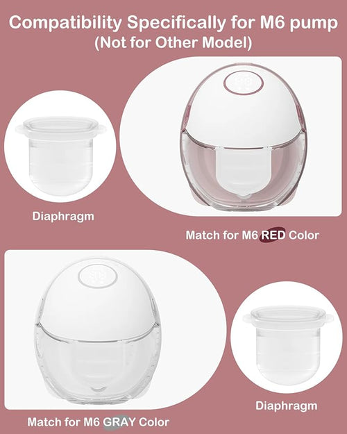 4PC M6 Breast Pump Replacement Accessories, Including 4pcs Silicone Diaphragms for Momcozy Mobile Style | M6, Replace for Momcozy Pump Parts, Not Original Parts, 4PC Transparent Diaphragms