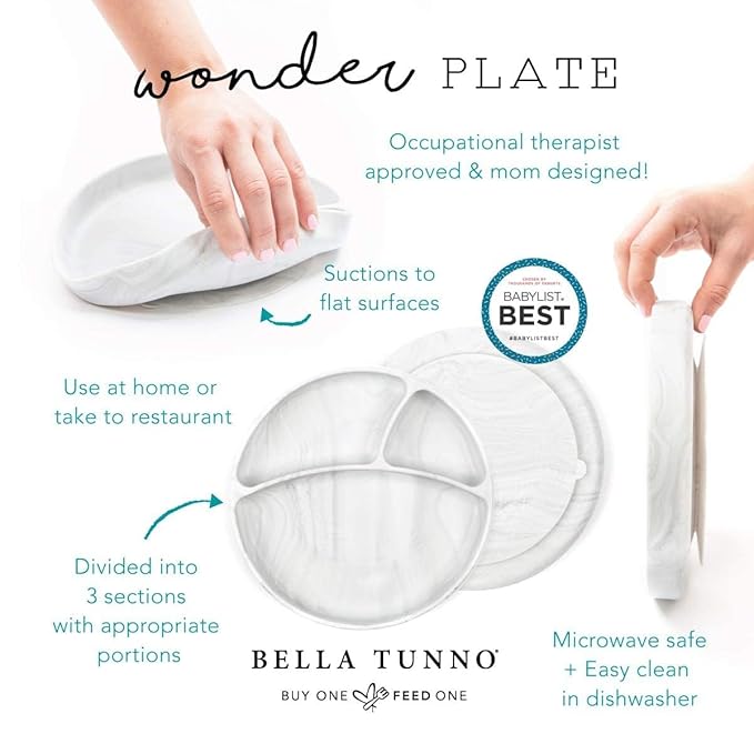 Bella Tunno Wonder Baby Plates – Silicone Suction Plates for Baby, Toddler, & Kids, Great for Baby Led Weaning, BPA Free, Kid and Baby Must Haves, 3 Sections (Happy Meal)
