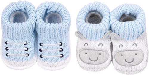 2 Pairs Baby Booties Newborn First Walkers Cozy Shoes Warm Knit Soft Booties by Unknown