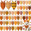 50 Pcs Fall Plaid Dog Bandanas Bulk Autumn Gingham Check Pattern by Jeere