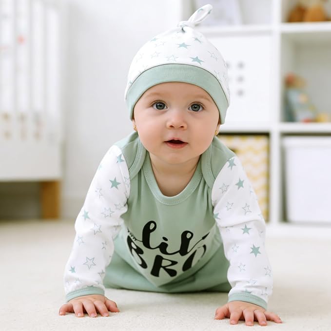 AMAWMW Newborn Baby Girl Little Sister Sleeper Gown Stripe Long Sleeve - Image 4