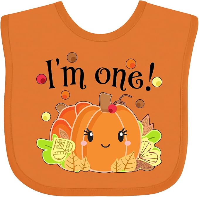 inktastic I'm One- Pumpkin Birthday Autumn Baby Bib