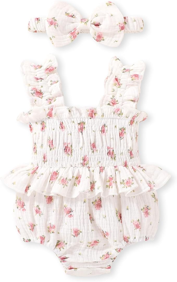 YOUNGER TREE Baby girl Romper Infant Summer Clothes Ruffle Sleeveless One Piece by YOUNGERTREE