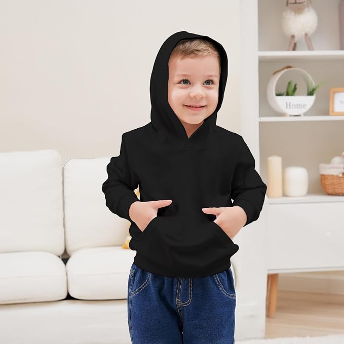 Baby Kids Boy Girl Solid Casual Pocket Hoodie Sweatershirt Long Sleeve Pullover - Image 3