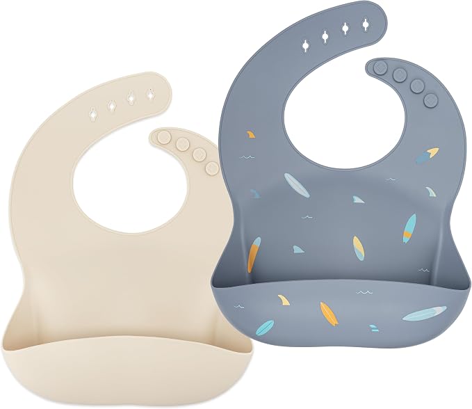 Silicone Bib Set of 2, Waterproof, by avaoliver