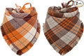 Fall Dog Bandana Autumn Thanksgiving Plaid Reversible Triangle Bibs Scarf by KZHAREEN