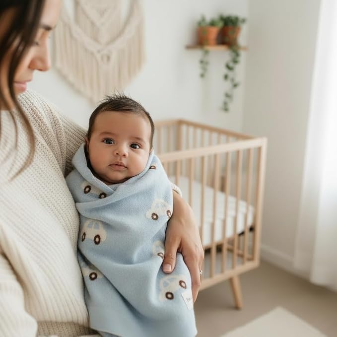 Baby Blanket for Boys 100% Cotton Buttery Soft Cozy Receiving Swaddle Stroller - Image 2