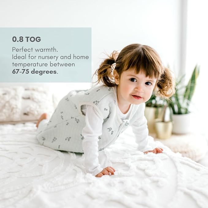 Tealbee Dreamsuit Toddler Sleep Sack with Feet – Walker Sleep Bag with Legs, Rayon made from Bamboo, Summer 0.8 TOG, 2-Way Zipper, 3T-4T - Croissant