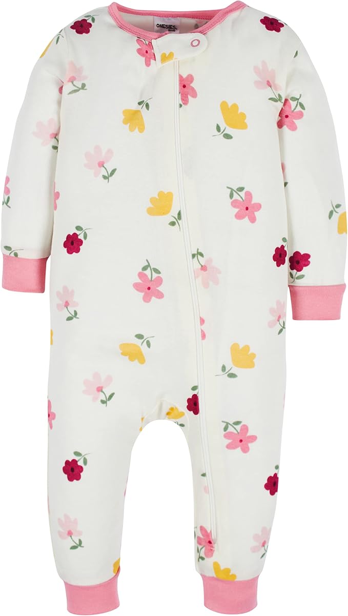 Onesies Brand Baby Girls 3-Pack Snug Fit One Piece Cotton Pajamas - Image 4