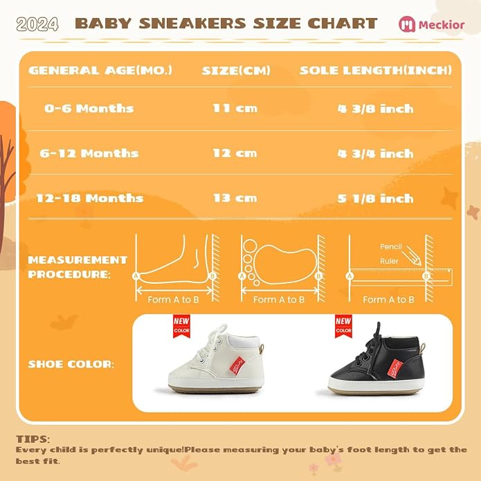 Meckior Toddler Baby Boys Girls High Tops Ankle Sneakers Soft Anti-Slip Sole PU - Image 6