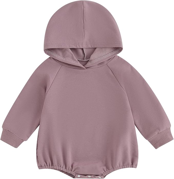 Thorn Tree Newborn Baby Boys Hooded Sweatshirt Long Sleeve Solid Romper Infant by ThornTree