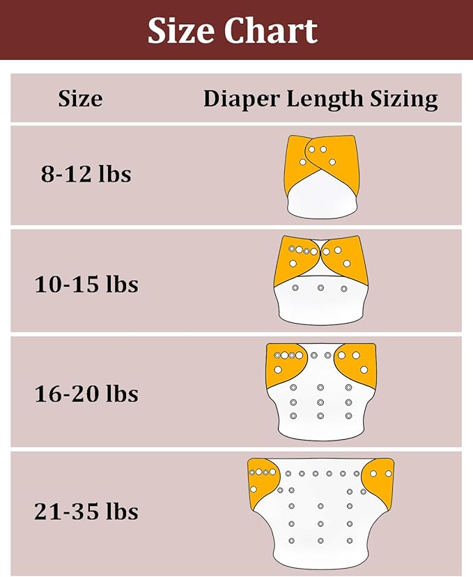 babygoal Reusable Charcoal Cloth Diapers with Double Gussets, 3 Pack Washable Baby Pocket Diapers with 3pcs Charcoal Inserts and Wet Dry Bag(Red Brown,Peach Blossom Pink)