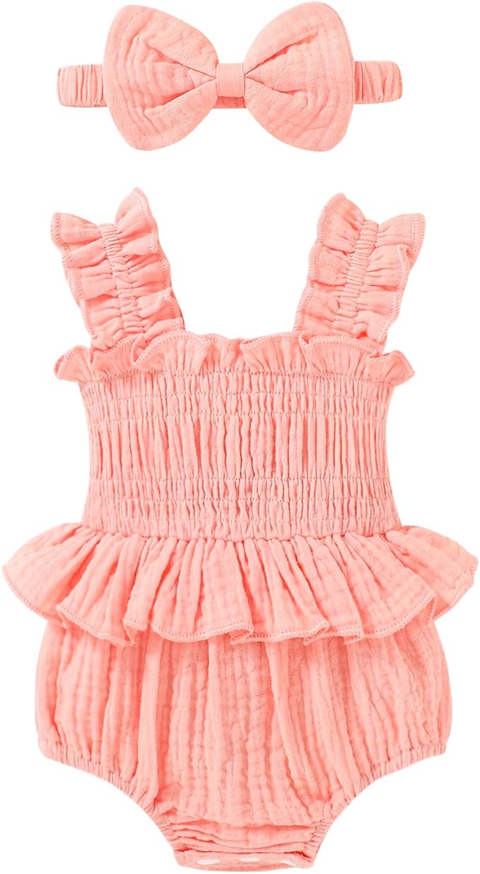 YOUNGER TREE Baby girl Romper Infant Summer Clothes Ruffle Sleeveless One Piece by YOUNGERTREE
