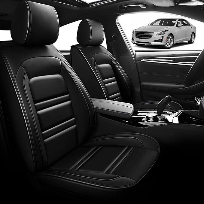 Seat Cover for Cadillac cts 2003-2019 | Car Seat Covers Front Seats, Waterproof Seat Protectors, Automotive Front Seat Covers (Front Seat, Black)