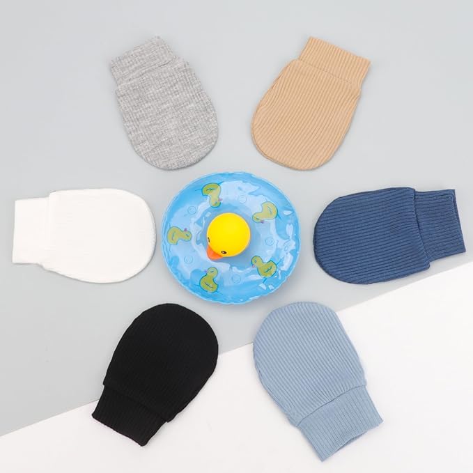 AQOKKA Newborn Baby Mittens No Scratch Cotton Elastic Wrist Gloves Infant - Image 4