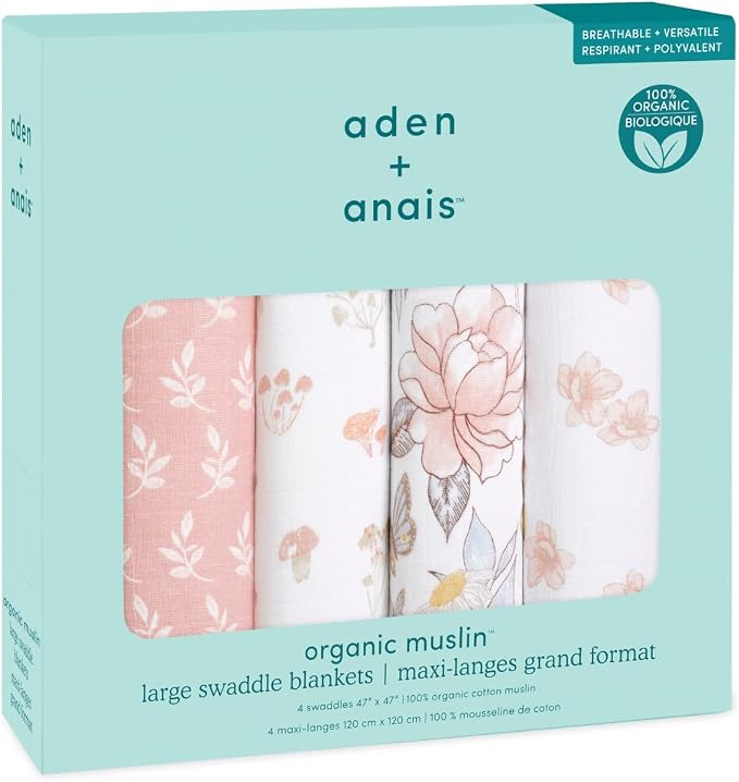 aden + anais Swaddle Blanket, 100% Organic Cotton Muslin Blankets - Image 5