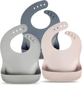 Eascrozn Silicone Bibs for Babies Toddler Set of 3, BPA Free | Soft Adjustable by Eascrozn