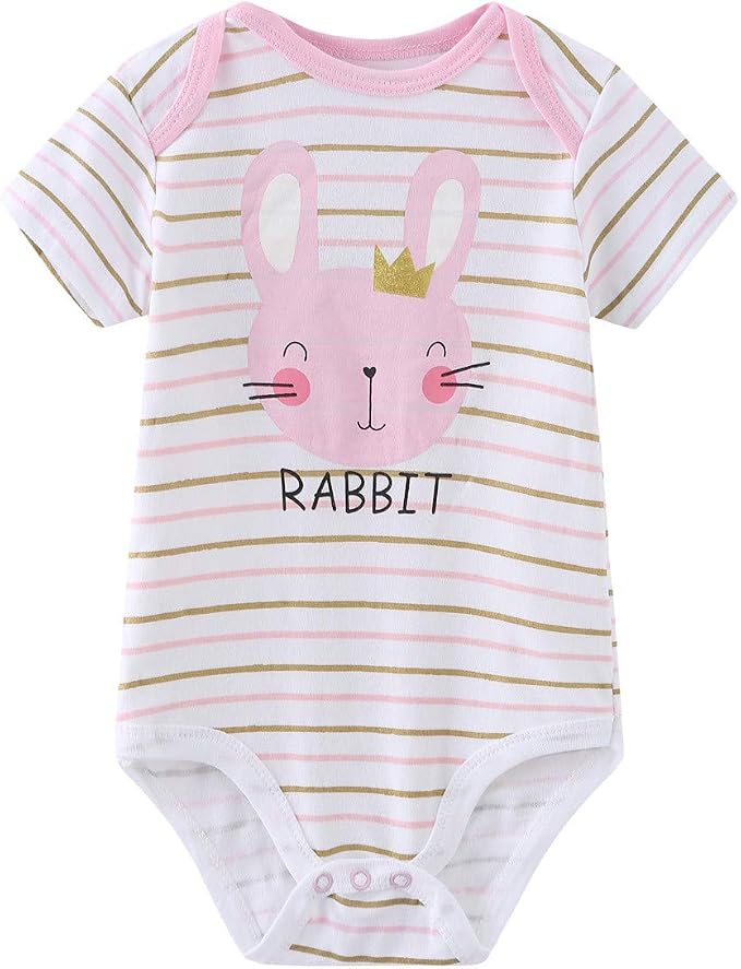 Kiddiezoom Baby Bodysuit Newborn Short Sleeve baby One-Piece Cotton 5-Pack baby - Image 6