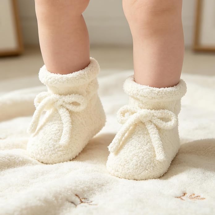 LAWKUL Cotton Baby Booties Newborn Fleece Shoes Sock - Image 2