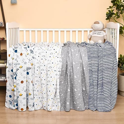 david's kids 4 Pack Baby Muslin Swaddle Blankets, 100% Cotton and Ultra Soft - Image 2