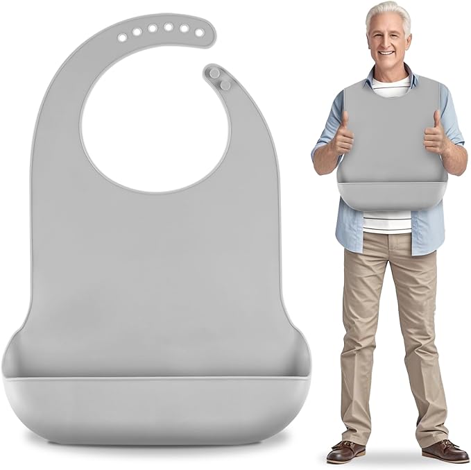 【LARGE SIZE】 Silicone Adult Bib, Washable Bib by TaoTazon