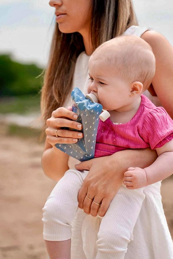Anti-Spill Spouts Food Pouches x2 | Flow Control Valve | Prevent Spills | Protect Mouth | softsip Food Pouch Tops | Squeeze Pouch | Baby Led Weaning | Toddler Snacks | Baby Food Pouch Topper No Spill