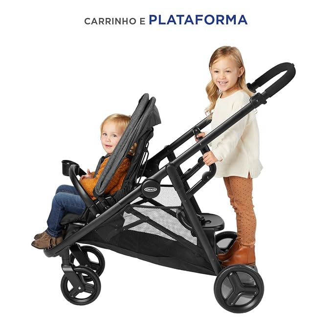 Graco Ready2Grow LX 2.0 Double Stroller Features Bench Seat and Standing Platform Options, Clark
