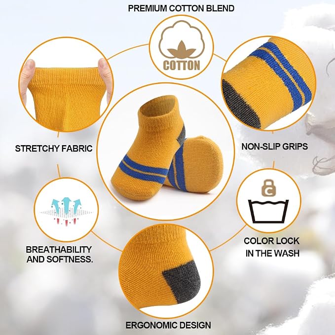 Baby Non-Slip Ankle Socks 12 Pack Soft Cotton - Image 4