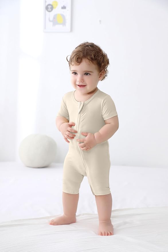 GUISBY Baby Rayon of Bamboo Short Sleeve Footless Zipper Romper 2 Pack | Soft - Image 4