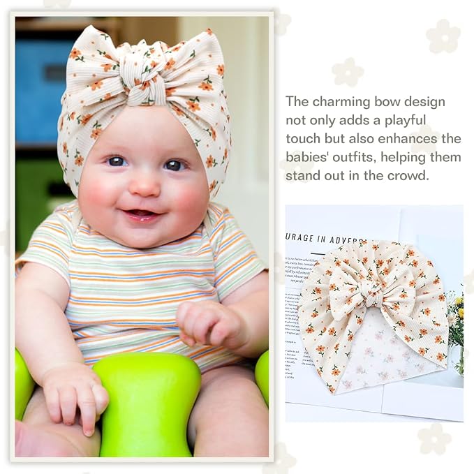 Cinaci 6 Pack Nursery Hospital Caps Bonnets Beanies Headwraps Turban Hats - Image 5